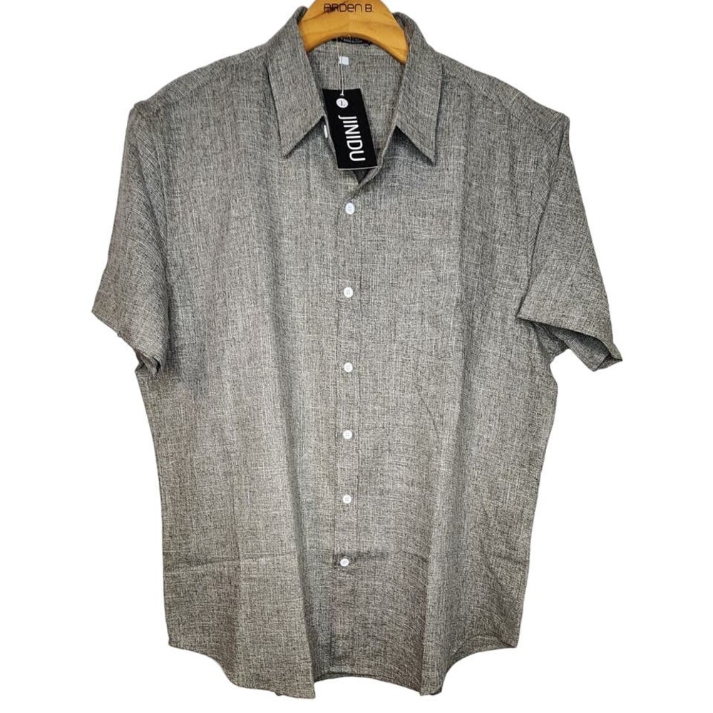 NWT JINIDU Men's Short Sleeve Buton Shirt Size Large